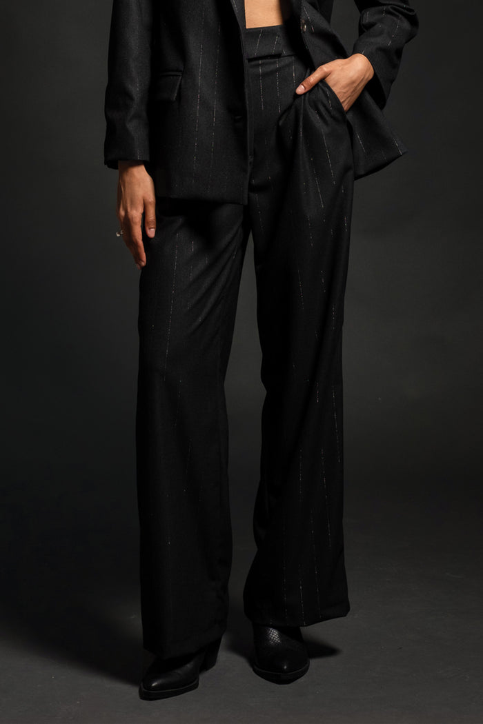 SUIT PANTS "CHARACTER" BLACK/SILVER