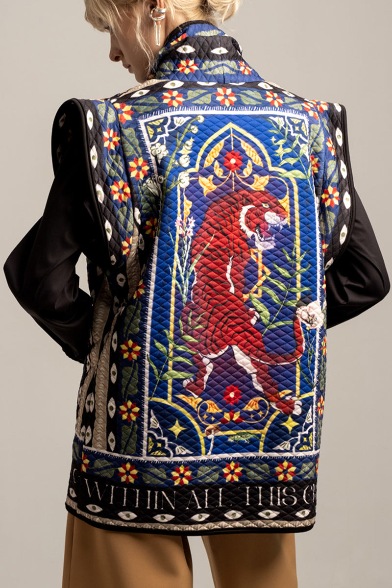 QUILTED VEST "MURAL" - MULTICOLOR