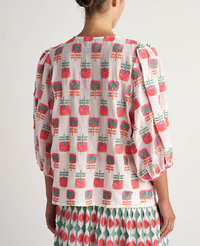 EMBROIDERED BLOUSE "BOUGANVILLA" MULTICOLOR