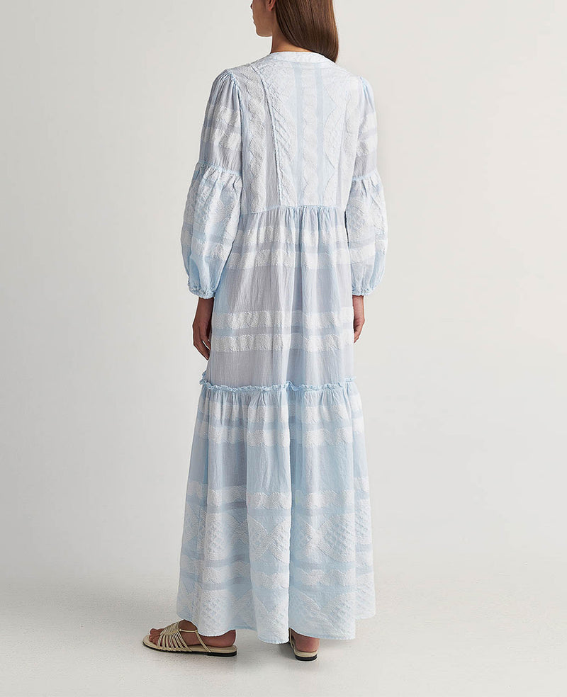 LONG TUNIC DRESS "HYDRA" LIGHT BLUE/WHITE