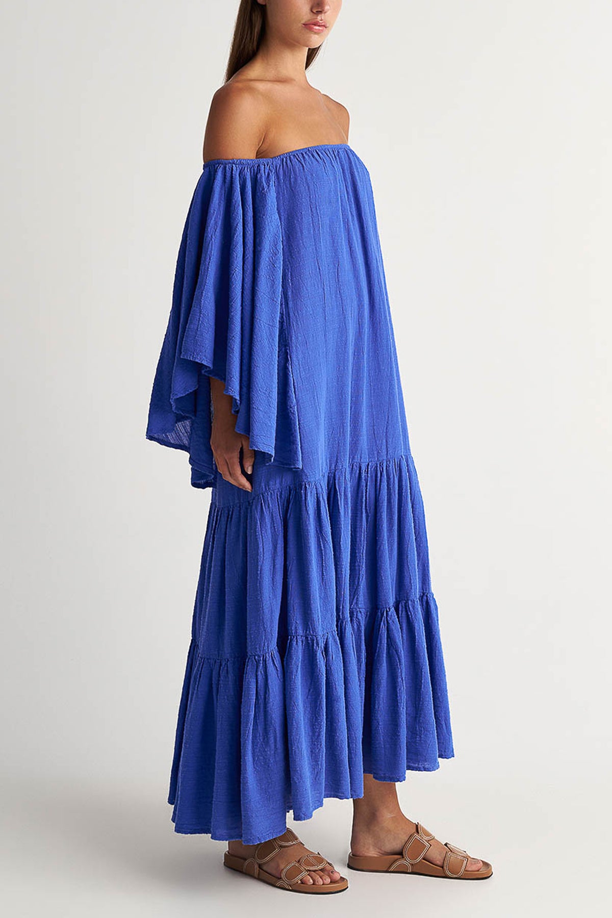 MIDI OFF SHOULDER DRESS "MALIA" BLUE