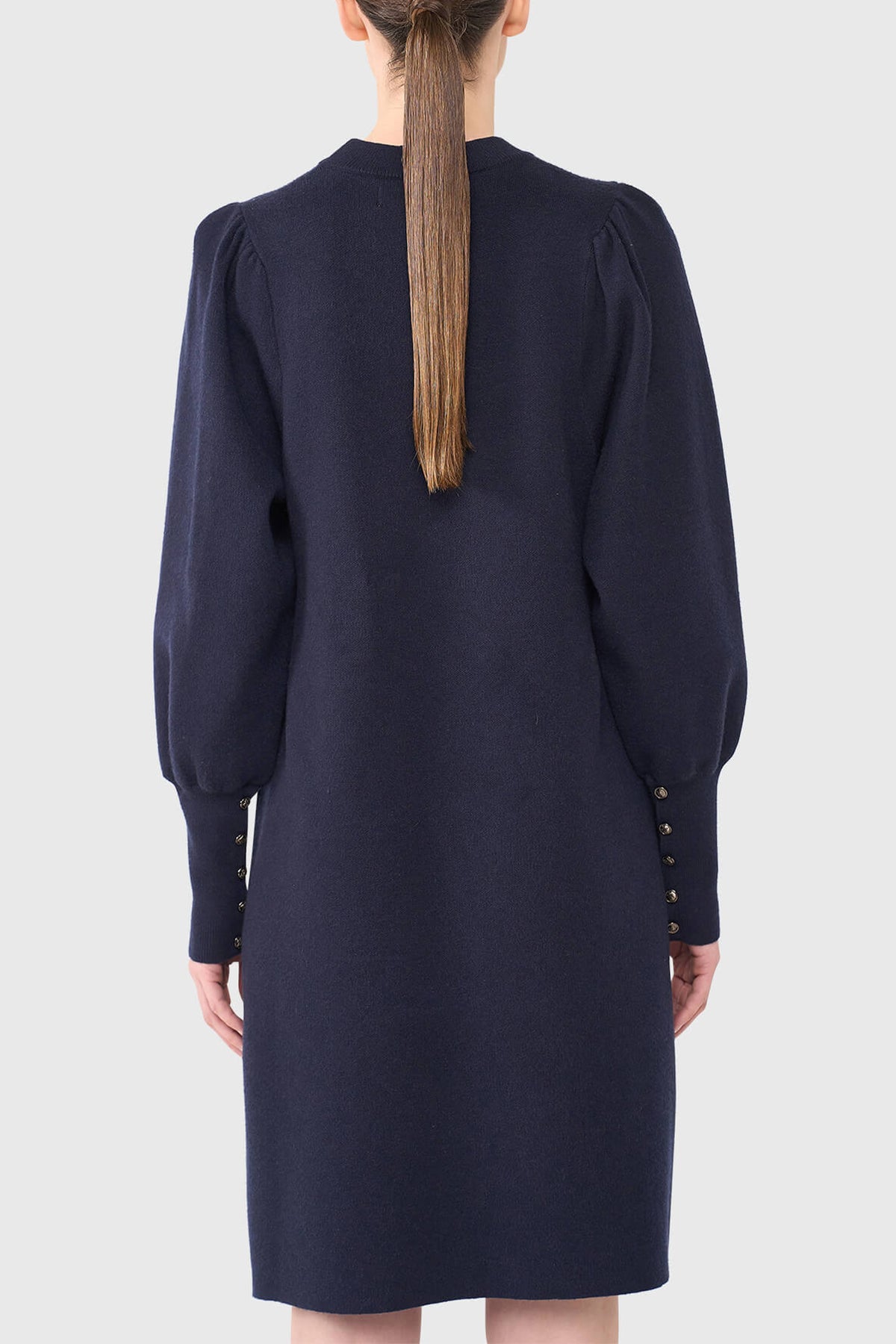 TAILORED SHORT VISCOSE KNIT DRESS DARK BLUE