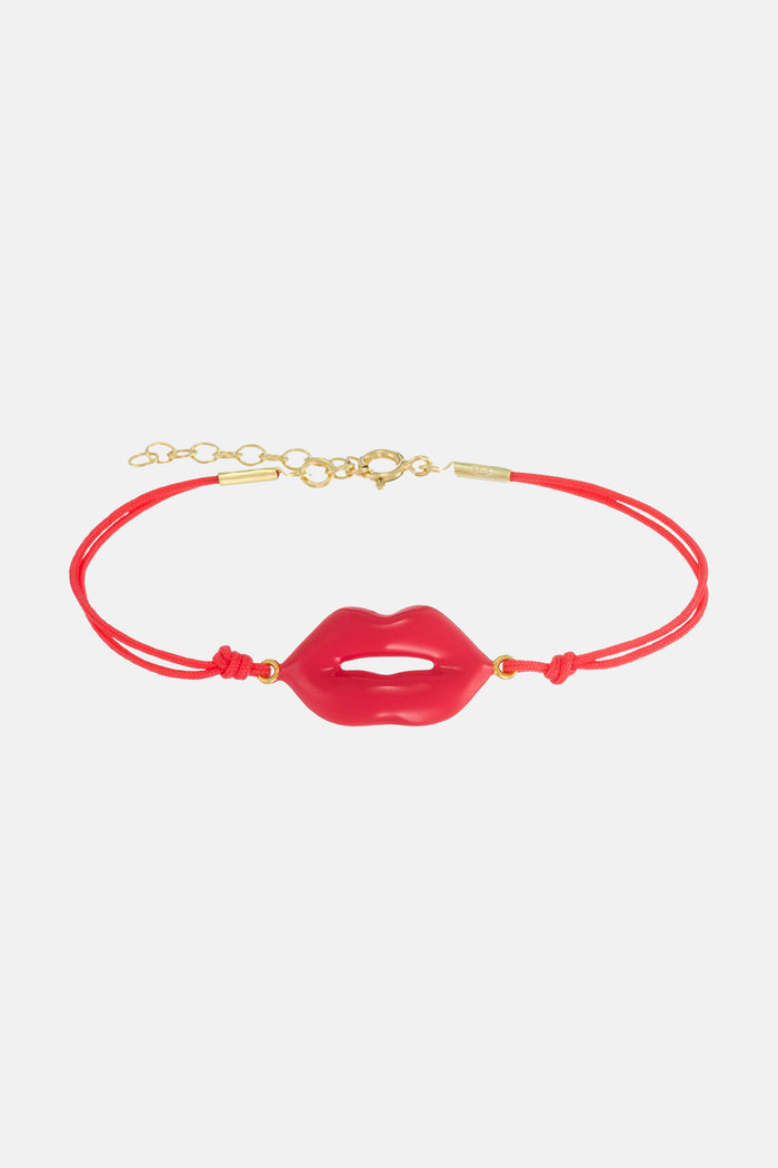 ENAMEL BRACELET "KISS" LIPSTICK RED