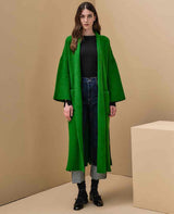 OVERSIZED KNIT-COAT WITH BELT GREEN