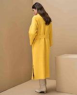 OVERSIZED KNIT-COAT WITH BELT YELLOW