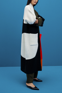 LONG OVERSIZED KNIT COAT "INTARSIA"