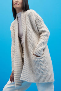 OVERSIZED CABLE KNIT CARDIGAN BEIGE