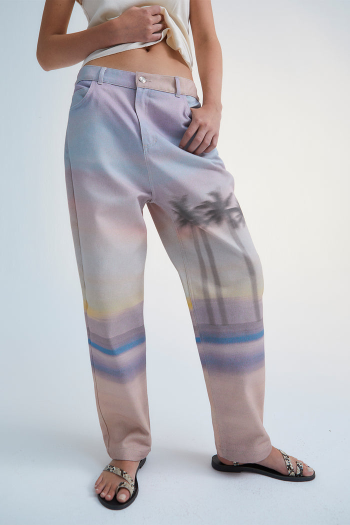 RELAXED DENIM TROUSERS "SUNSET" MULTICOLOR
