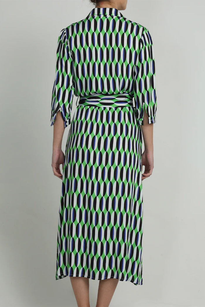 MIDI SHIRT DRESS WITH BELT "GAIA" MULTICOLOR