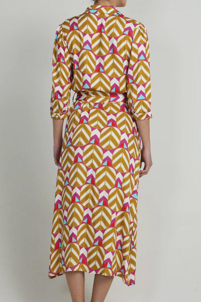 MIDI SHIRT DRESS WITH BELT "ROXANNE" MULTICOLOR