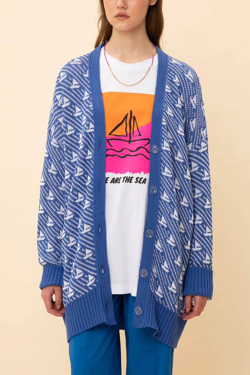 CARDIGAN "SAILBOAT" BLUE