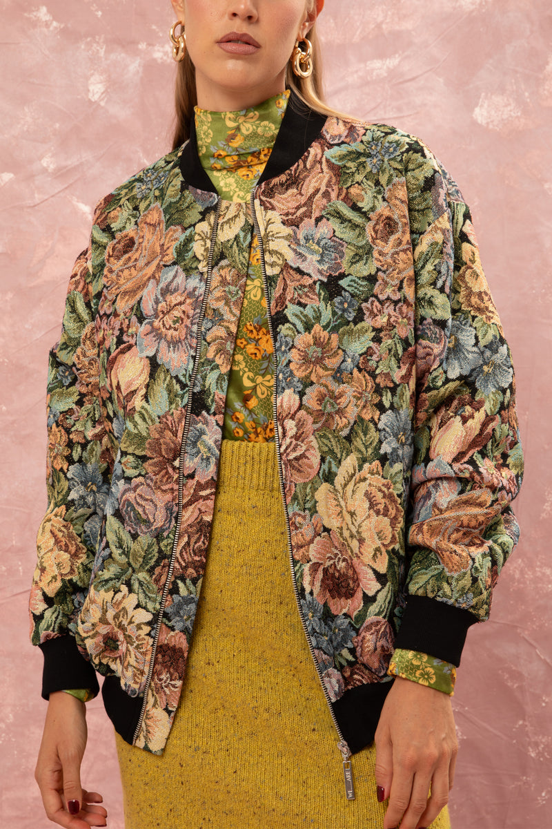 FLORAL JAQUARD BOMBER JACKET MULTICOLOR