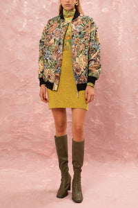 FLORAL JAQUARD BOMBER JACKET MULTICOLOR