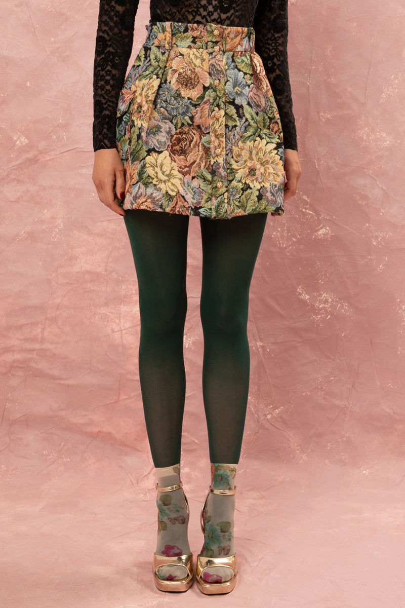 FLORAL JAQUARD MINI SKIRT MULTICOLOR