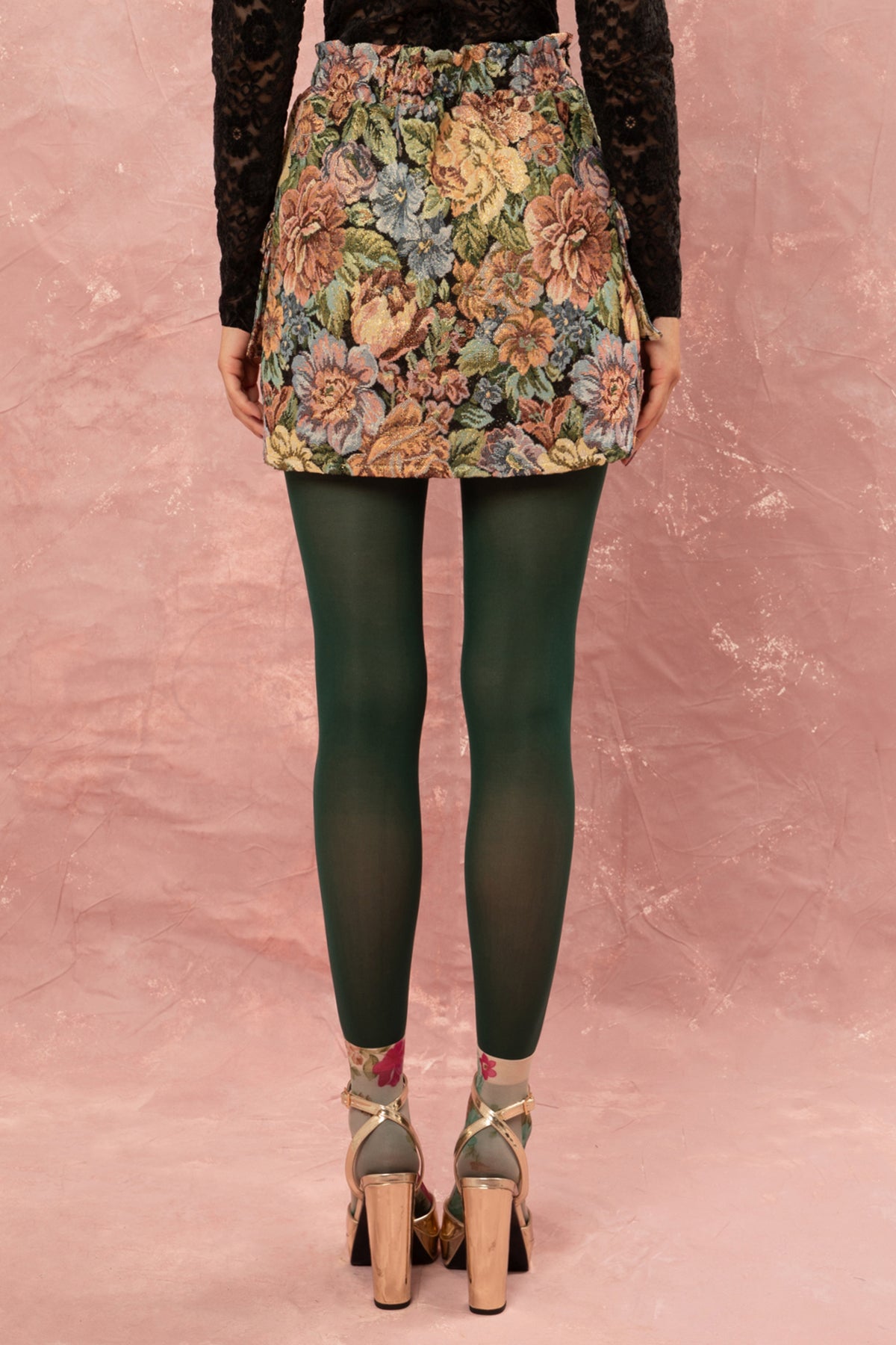 FLORAL JAQUARD MINI SKIRT MULTICOLOR