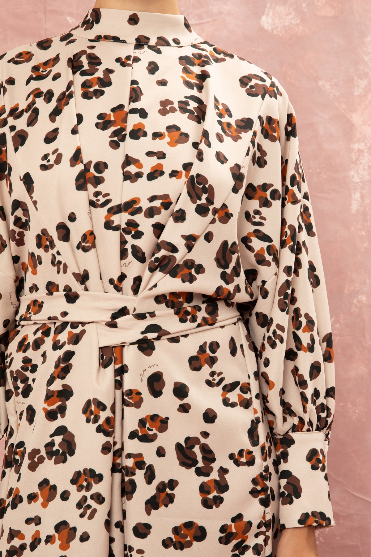 LONG OVERSIZED DRESS "LEOPARD" CREAM/BROWN