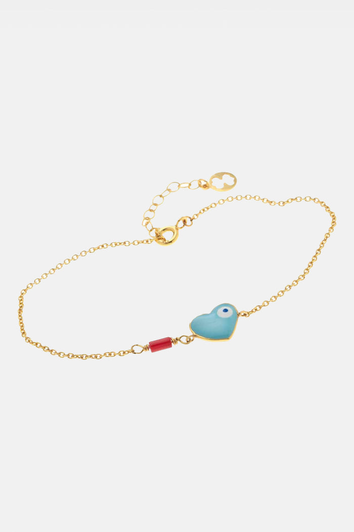 BRACELET "LITTLE HEART" GOLD/LIGHT BLUE