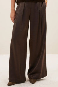 WIDE LEG METALLIC PANTS BRONZE