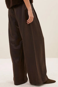 WIDE LEG METALLIC PANTS BRONZE