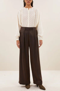 WIDE LEG METALLIC PANTS BRONZE