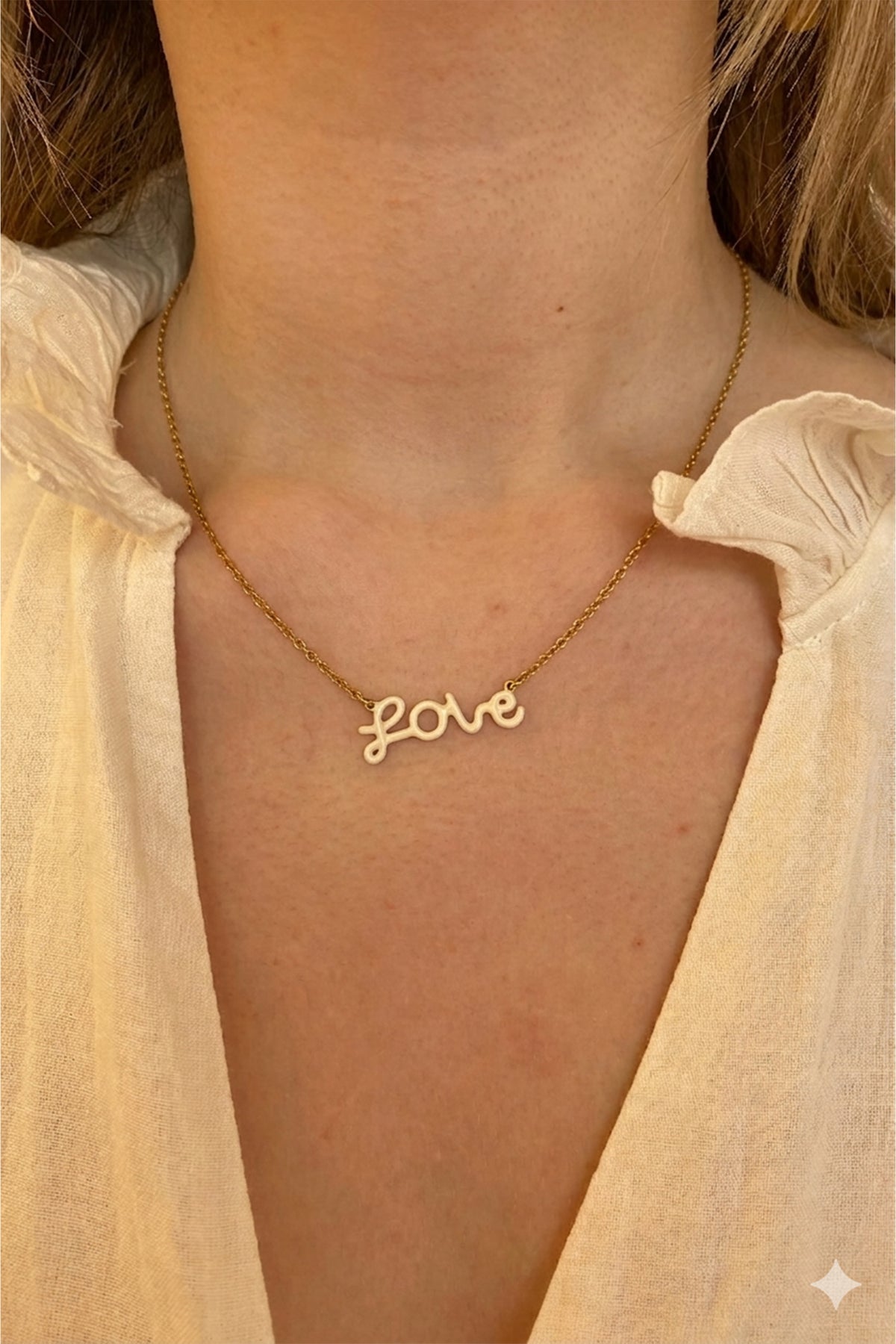 ENAMEL NECKLACE "LOVE" OFF WHITE