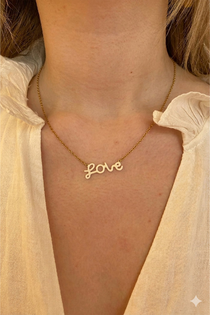 ENAMEL NECKLACE "LOVE" OFF WHITE