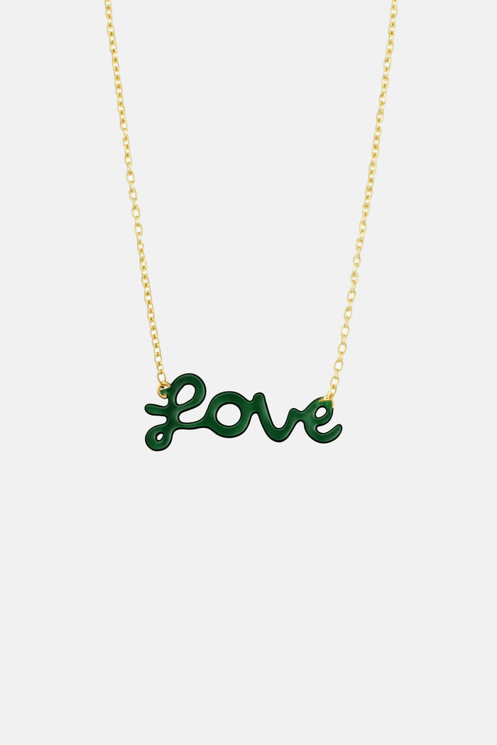 ENAMEL NECKLACE "LOVE" GREEN