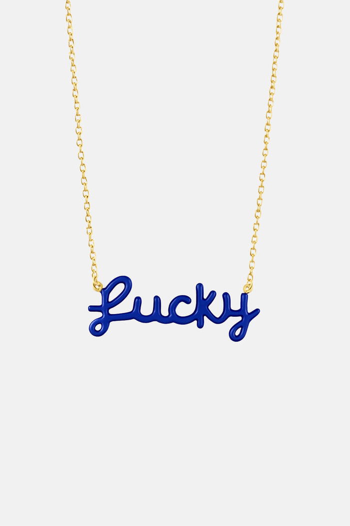 ENAMEL NECKLACE "LUCKY" COBALT BLUE