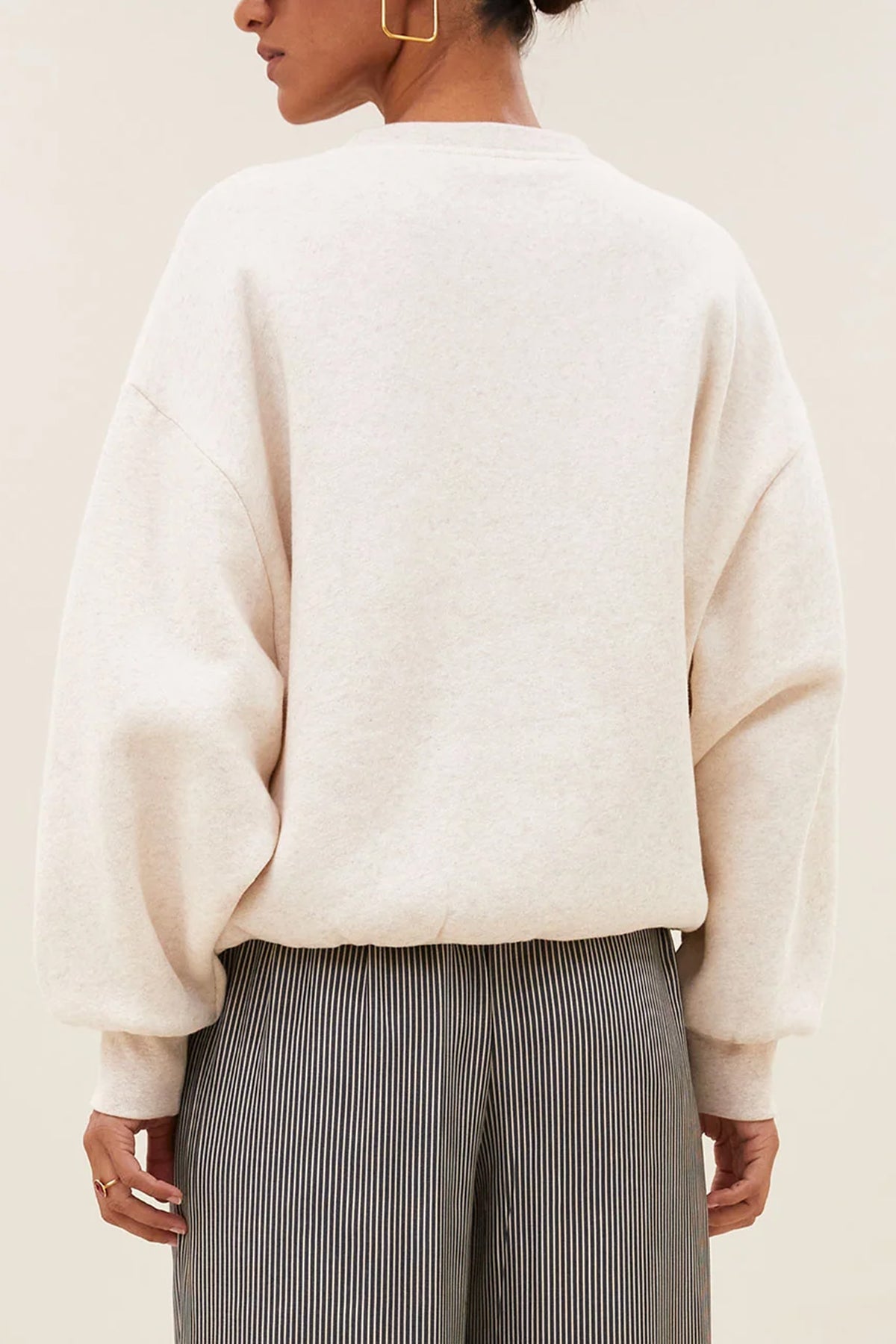 OVERSIZED COTTON SWEATER "LUCKY" BEIGE/RED
