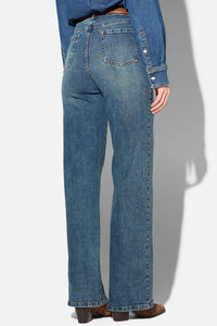 STRAIGHT LEG DENIM PANTS "LUXX" WASHED BLUE