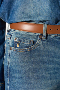 STRAIGHT LEG DENIM PANTS "LUXX" WASHED BLUE