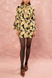 MINI TURTLENECK DRESS "NARCISSE” MULTICOLOR