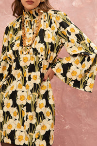 MINI TURTLENECK DRESS "NARCISSE” MULTICOLOR