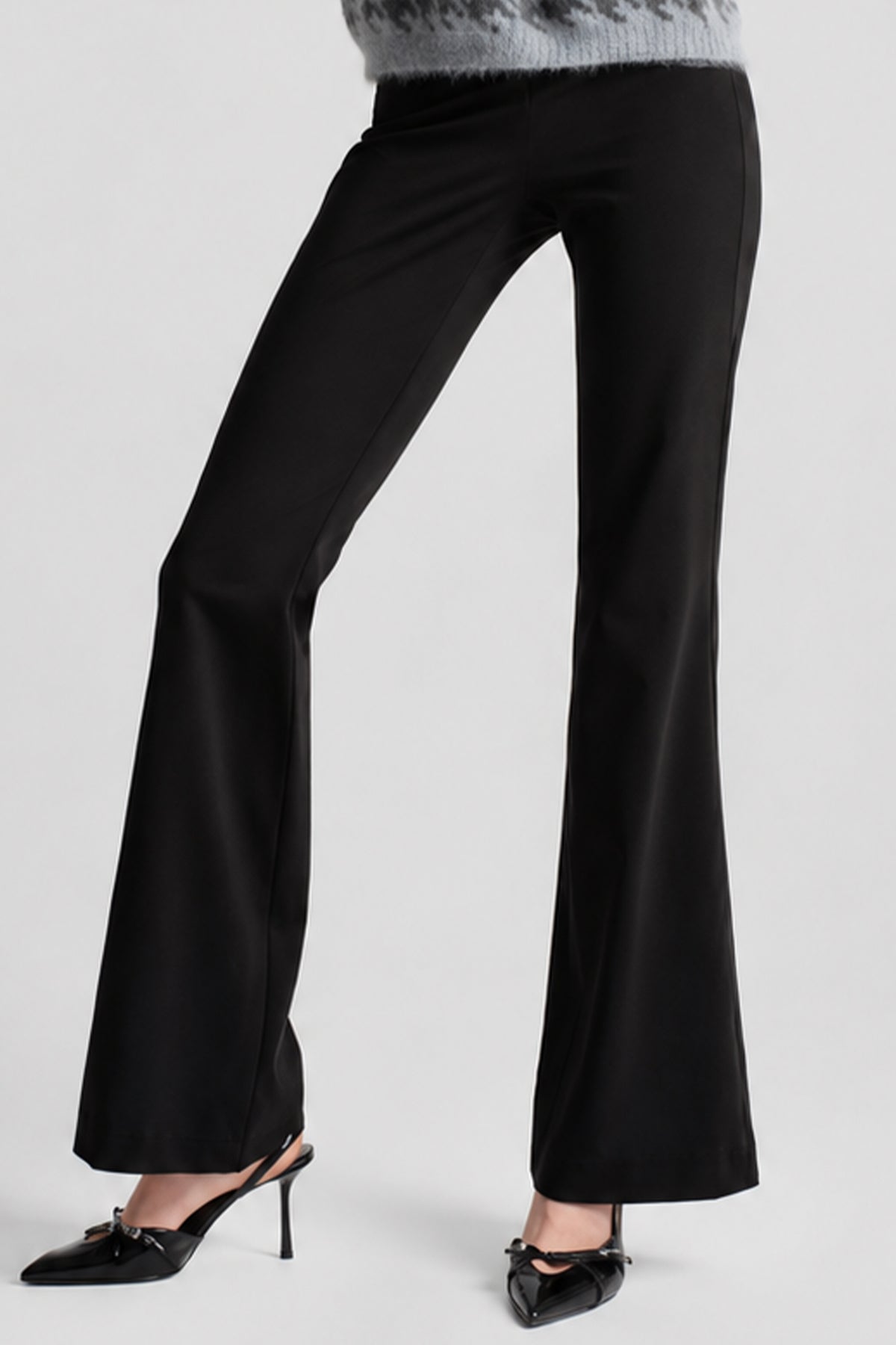 WIDE LEG STRETCH PANTS BLACK