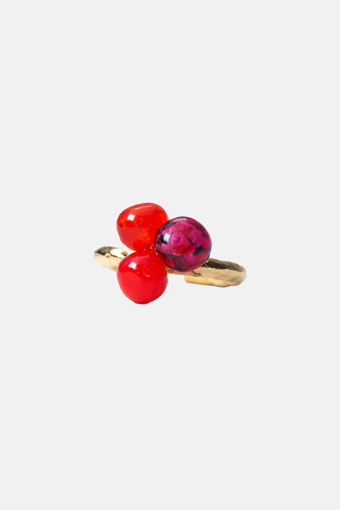 RING "MURANO" GOLD/RED