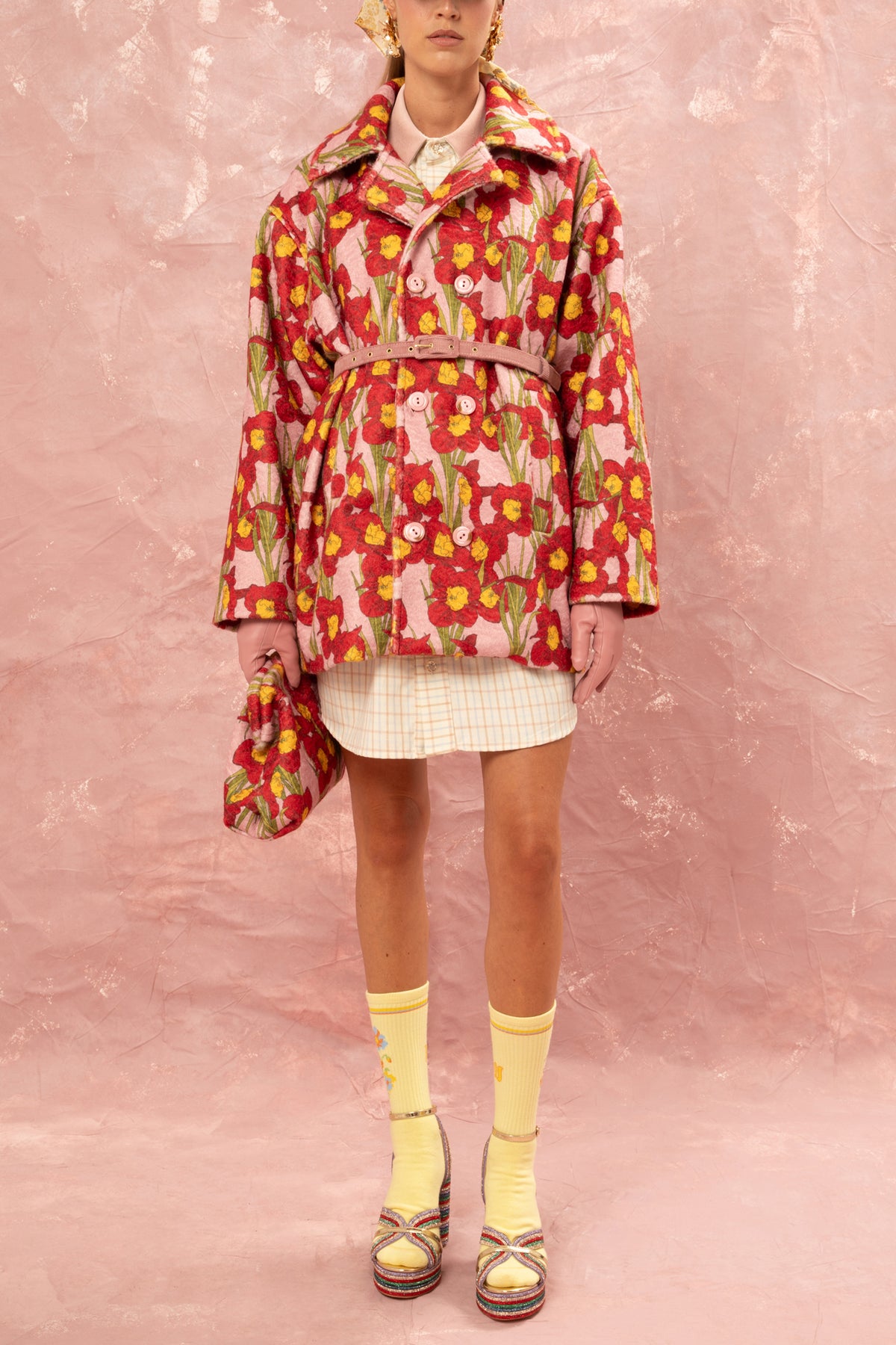 SOFT SUPER OVERSIZED LONG JACKET "NARCISSUS" PINK/RED