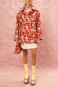 SOFT SUPER OVERSIZED LONG JACKET "NARCISSUS" PINK/RED