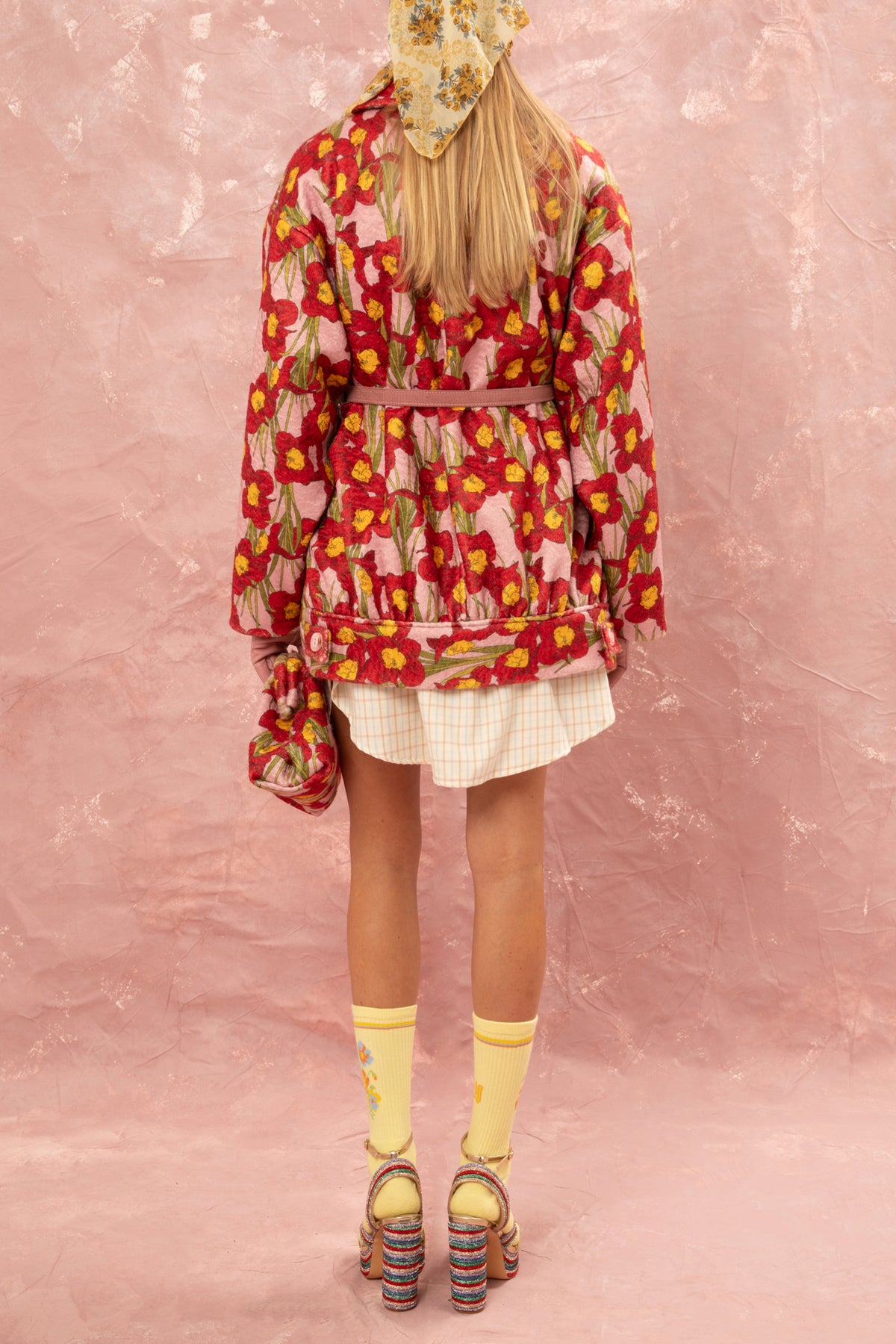 SOFT SUPER OVERSIZED LONG JACKET "NARCISSUS" PINK/RED