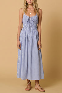STRAPPY MIDI DRESS "NEFELI" SKY BLUE/WHITE