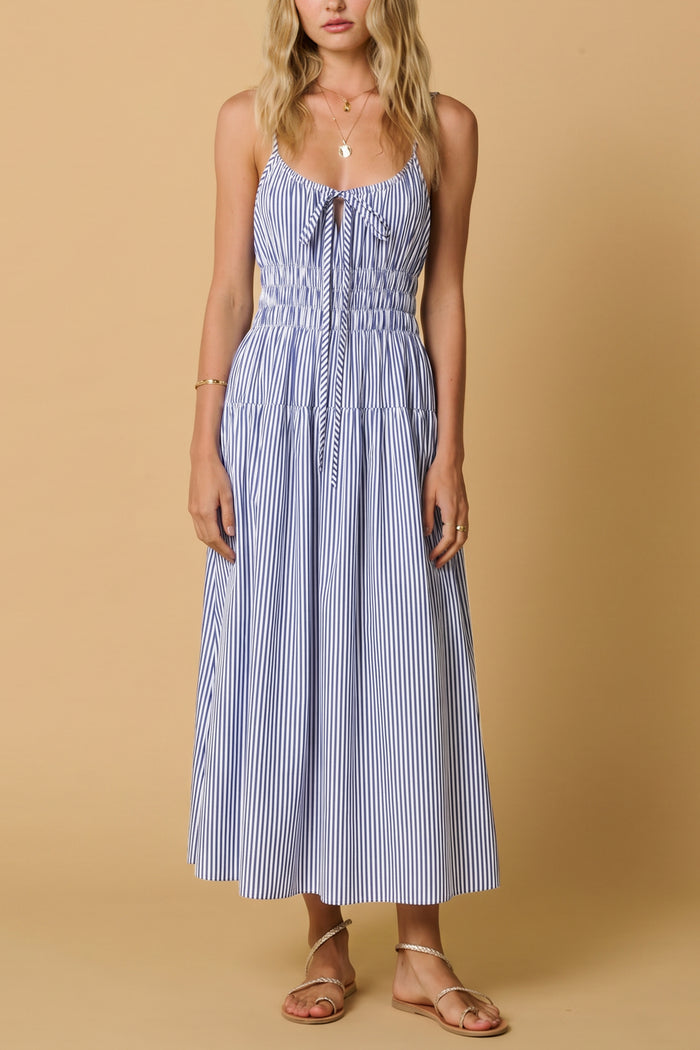 STRAPPY MIDI DRESS "NEFELI" SKY BLUE/WHITE
