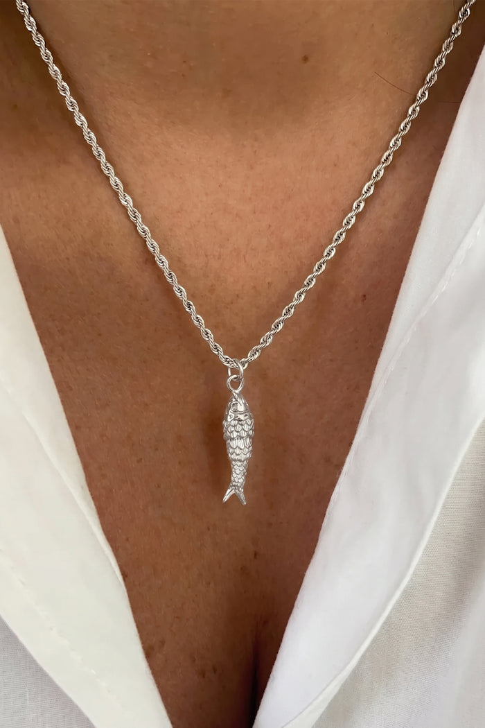 CORD NECKLACE "PSARI" SILVER