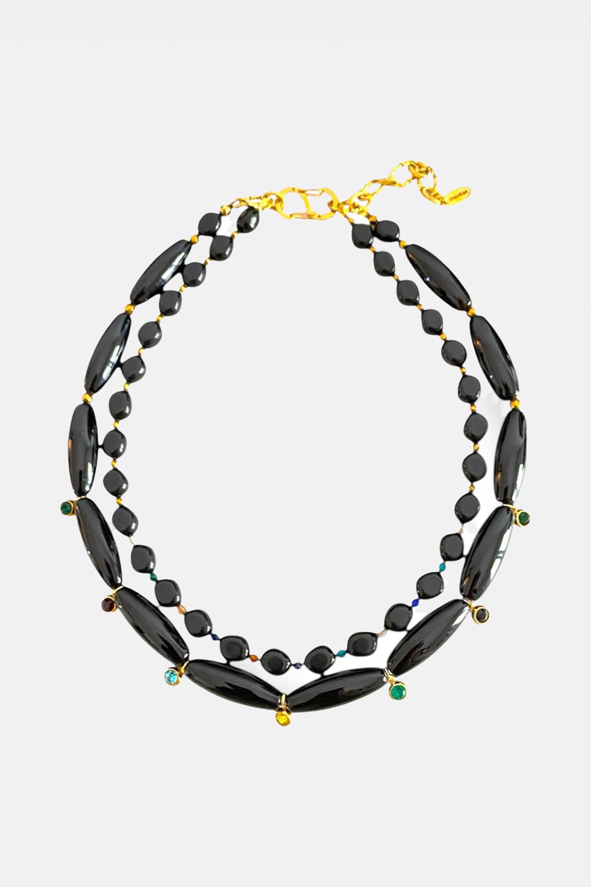 DOUBLE LAYER NECKLACE “ONYX” BLACK/MULTICOLOR