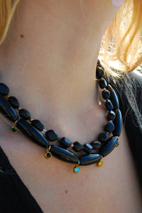 DOUBLE LAYER NECKLACE “ONYX” BLACK/MULTICOLOR