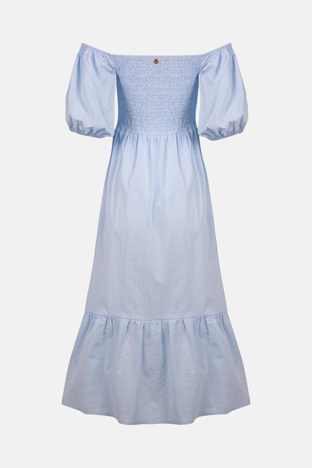 SMOCKED OFF-SHOULDER MIDI DRESS "OPHELIA" SKY BLUE