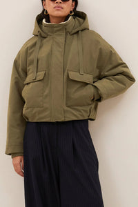 PARKA BOMBER JACKET WITH TEDDY LINING FOREST GREEN