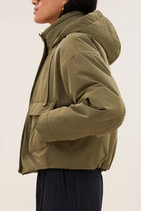 PARKA BOMBER JACKET WITH TEDDY LINING FOREST GREEN