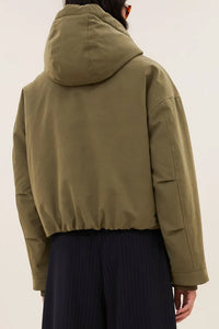 PARKA BOMBER JACKET WITH TEDDY LINING FOREST GREEN