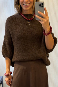 OVERSIZED SUPERSOFT MOHAIR-MIX PONCHO-PULLOVER CHOCOLATE