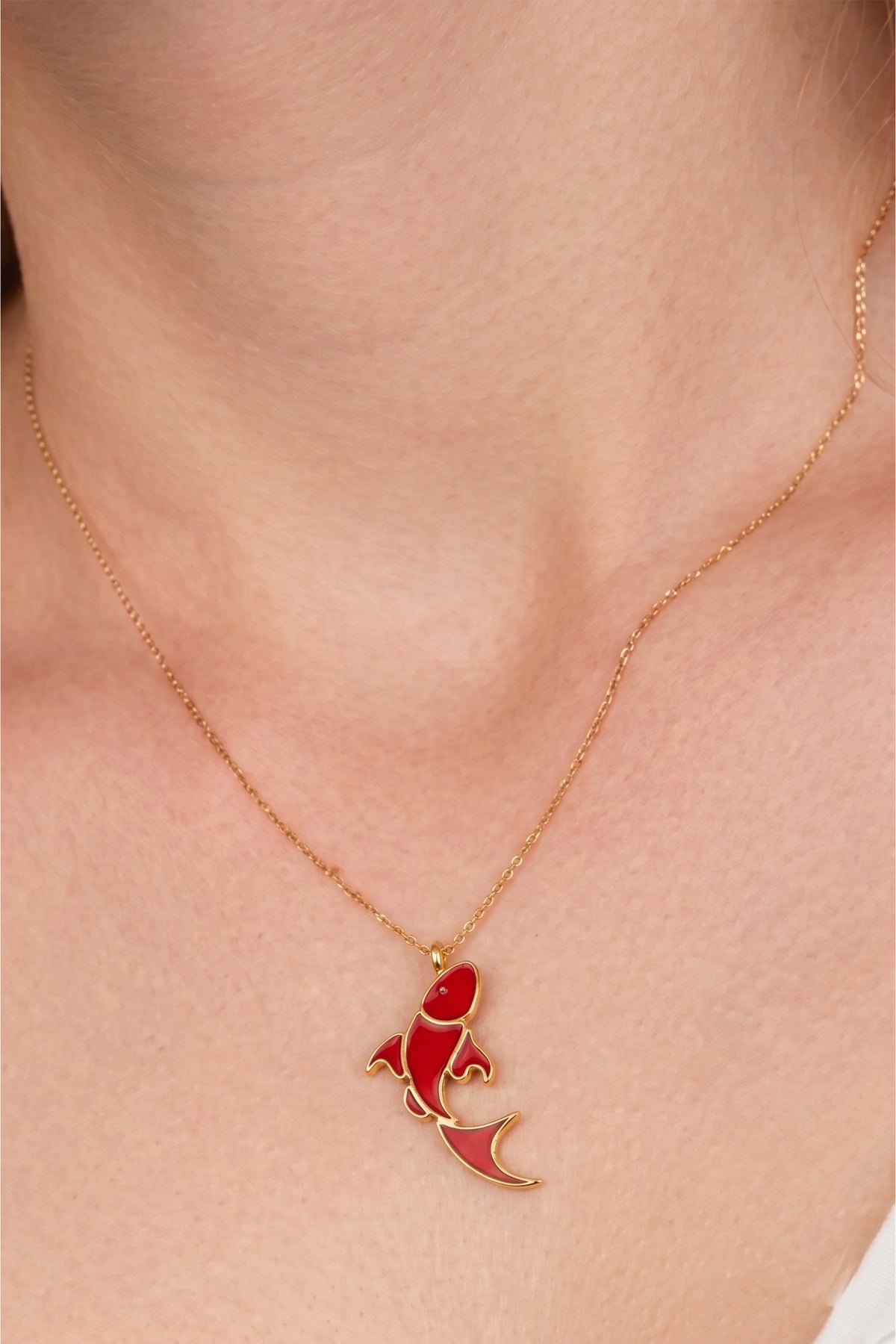 NECKLACE "PSARI" GOLD/RED