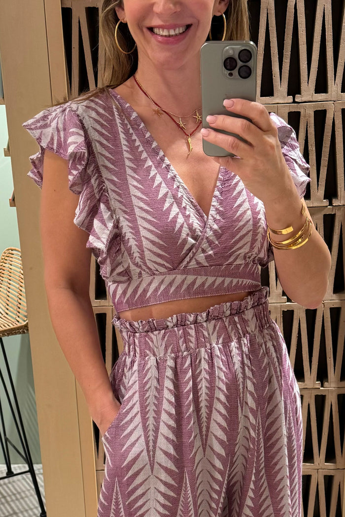 CROP TOP WITH RUFFLES "FINIKAS" PURPLE